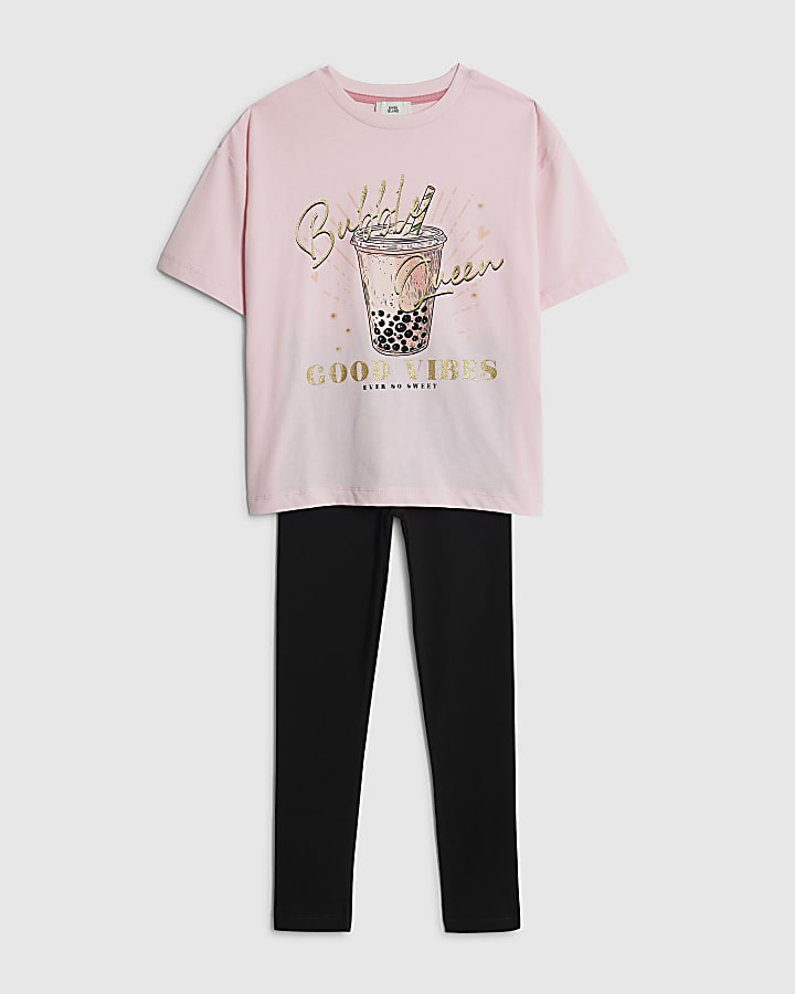 Girls Pink Bubble Queen T-Shirt Set