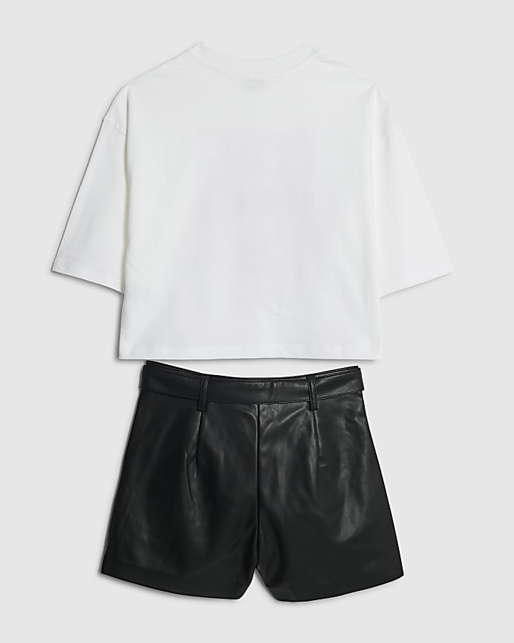 Girls White Smiley Face T-Shirt Set