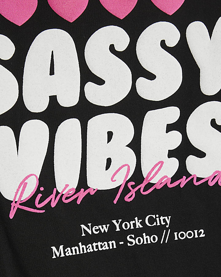 Girls Black Sassy Vibes T-Shirt