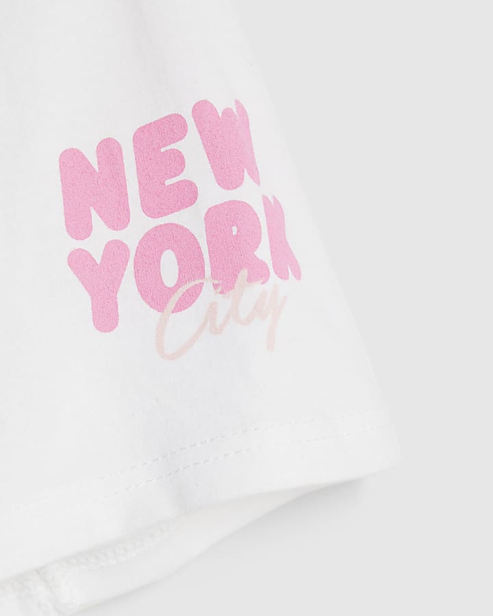 Girls White New York T-Shirt