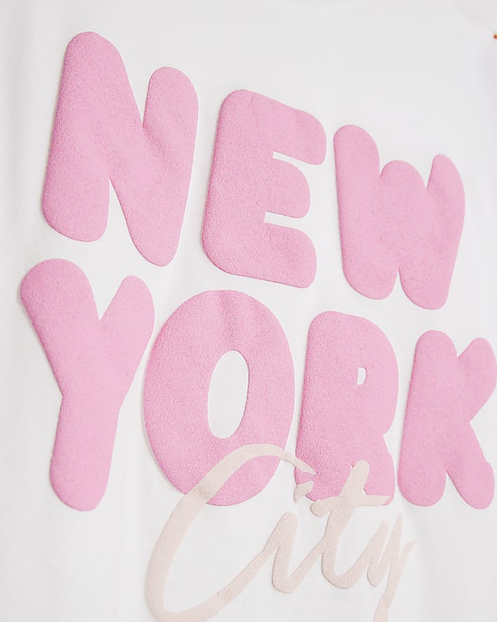 Girls White New York T-Shirt