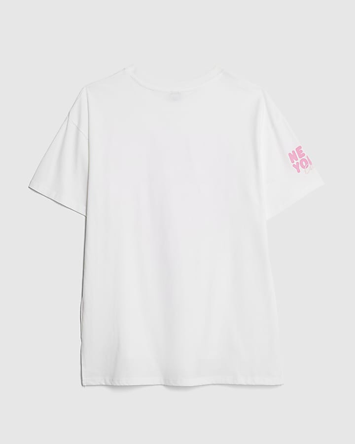 Girls White New York T-Shirt
