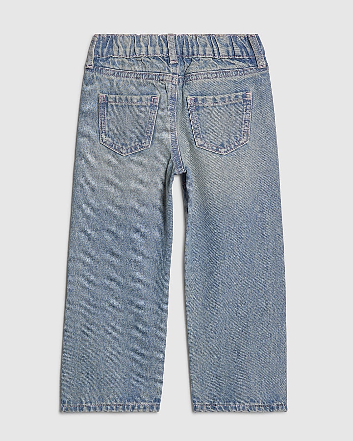 Mini Girls Blue Embroidered Bow Jeans