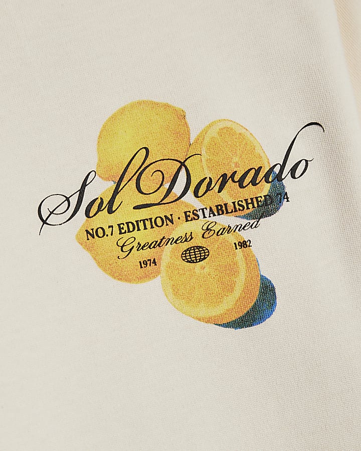 Boys Beige Oversized fit Orange T-Shirt