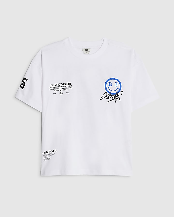 Boys White Graffiti Smile T-Shirt