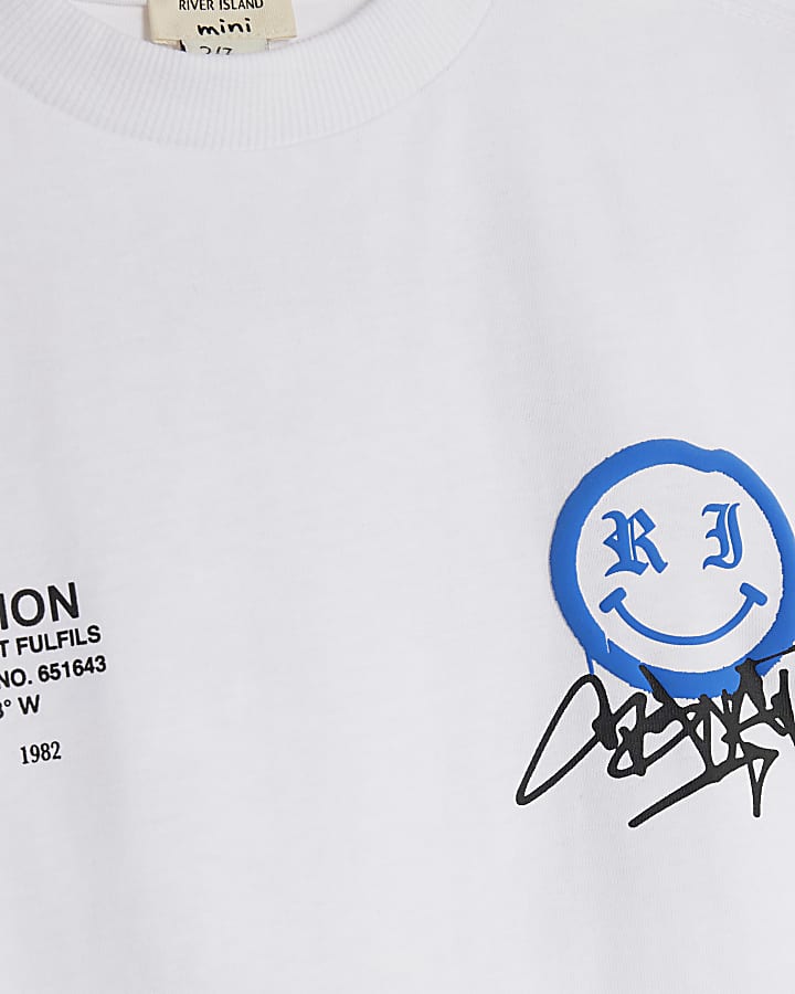 Mini Boys White Grafitti Smile T-Shirt