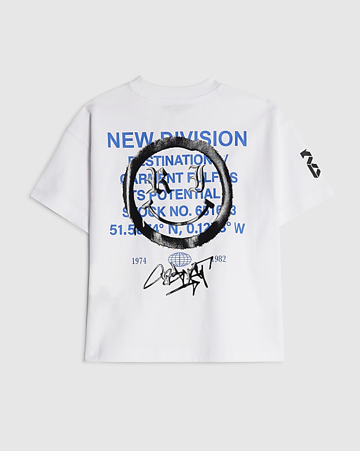 Mini Boys White Grafitti Smile T-Shirt