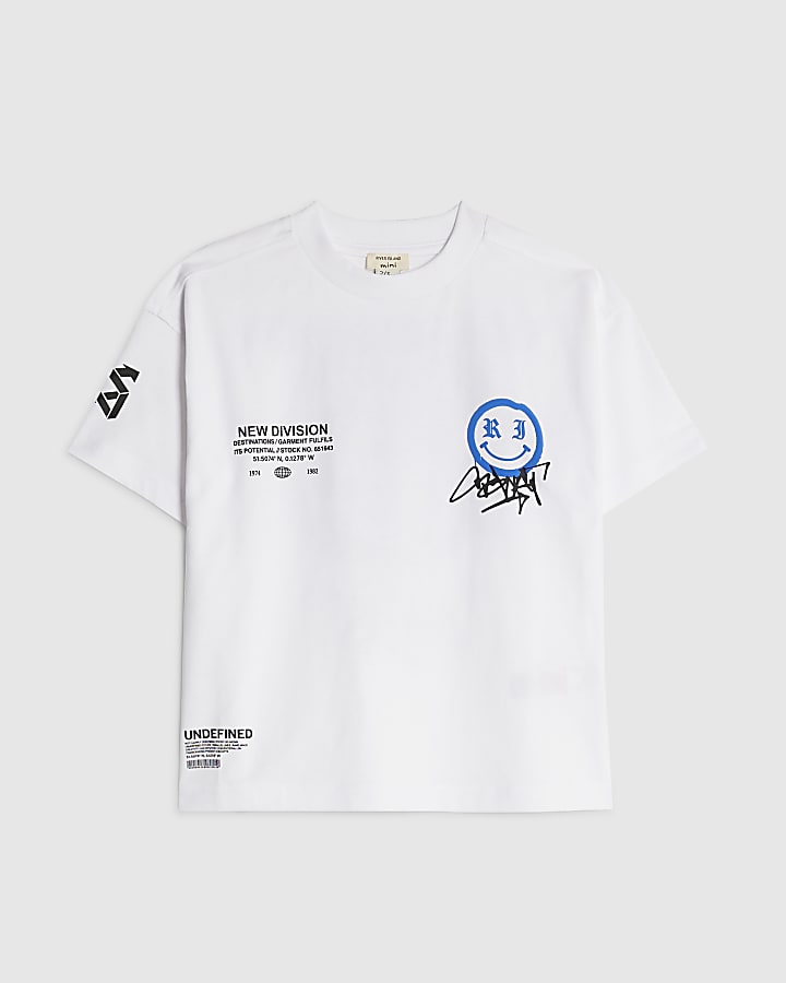 Mini Boys White Grafitti Smile T-Shirt
