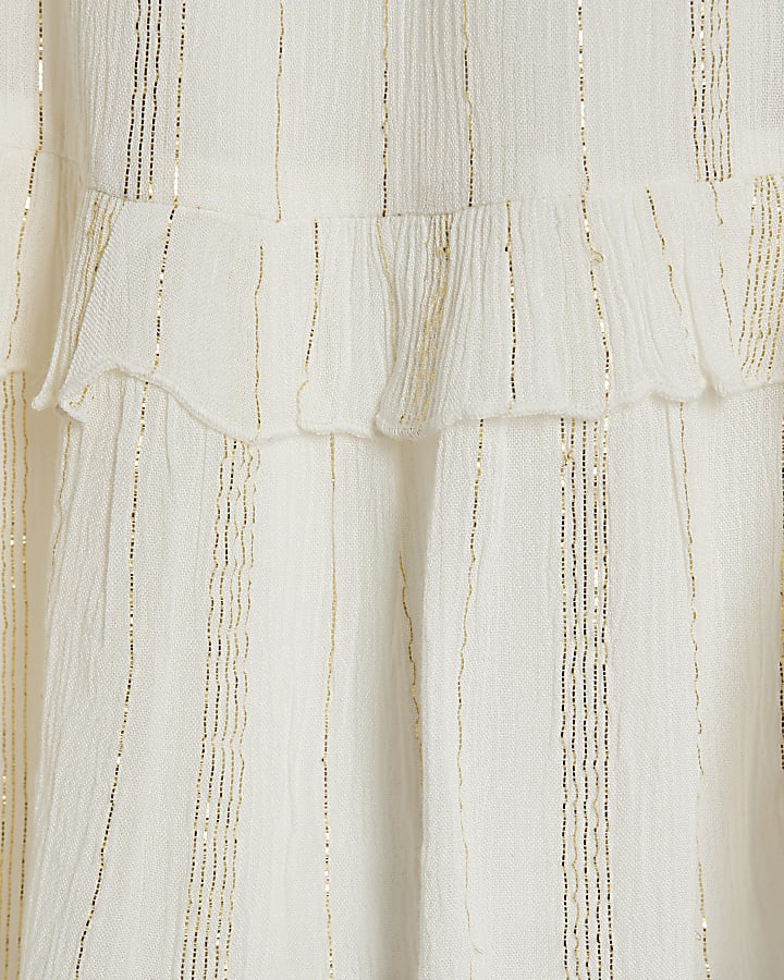 Girls Cream Tiered Dress