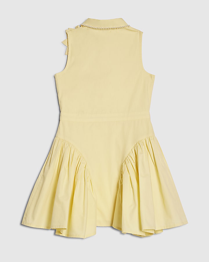Girls Yellow 3D Flower Dress