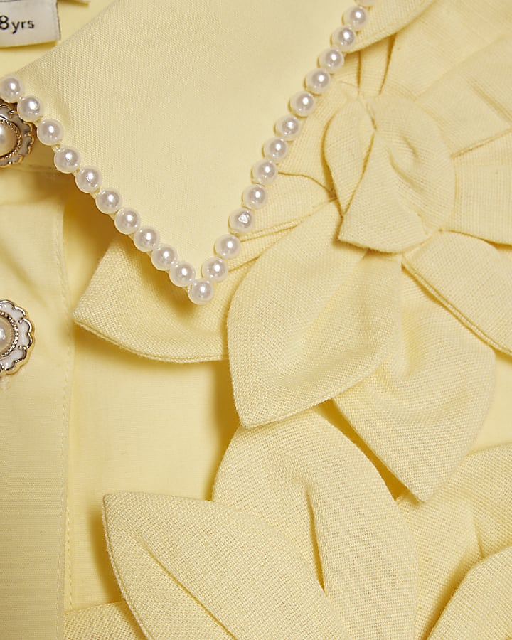 Girls Yellow 3D Flower Dress