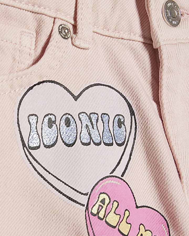 Girls Pink Love Heart Shorts