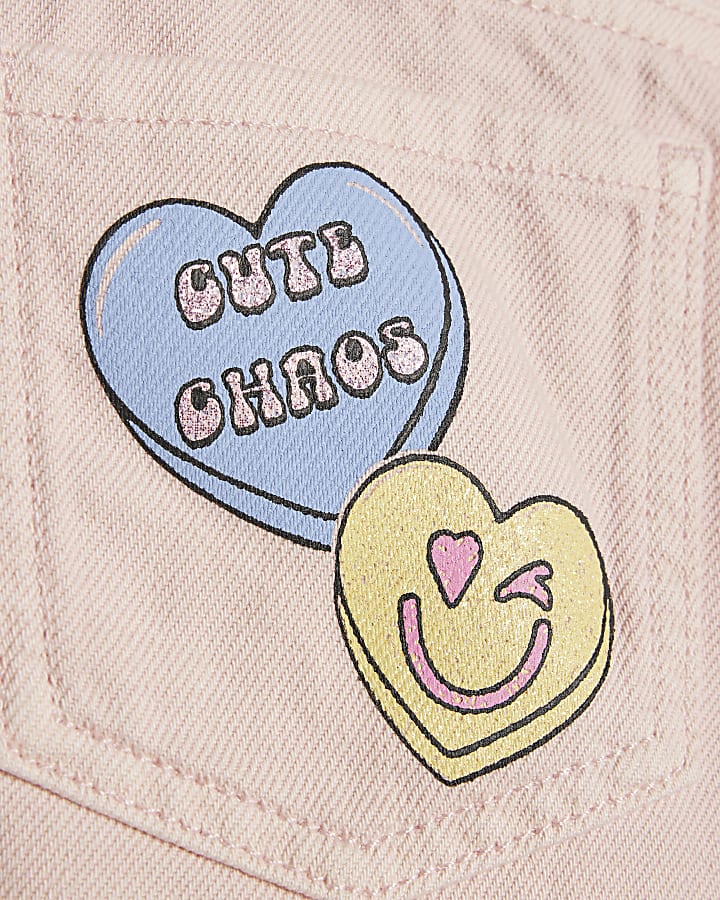 Girls Pink Love Heart Shorts