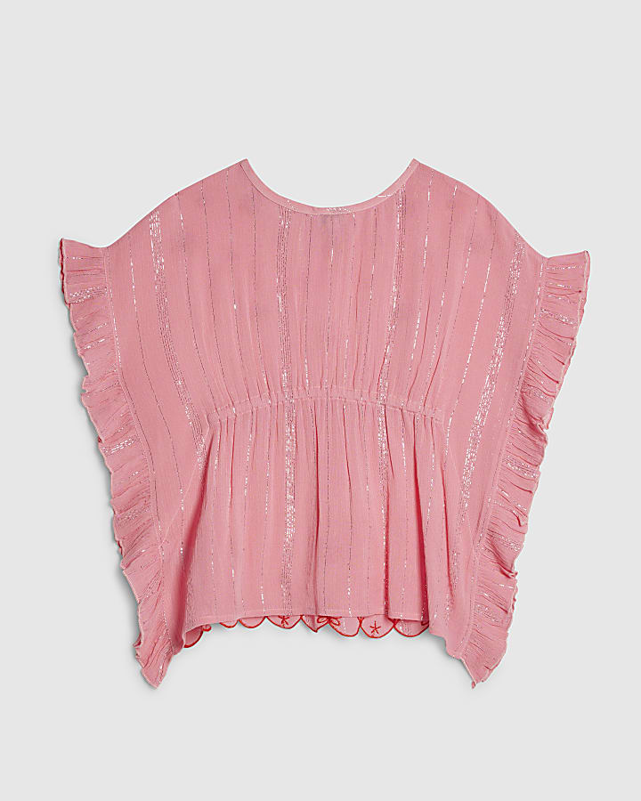 Mini Girls Pink Embellished Kaftan