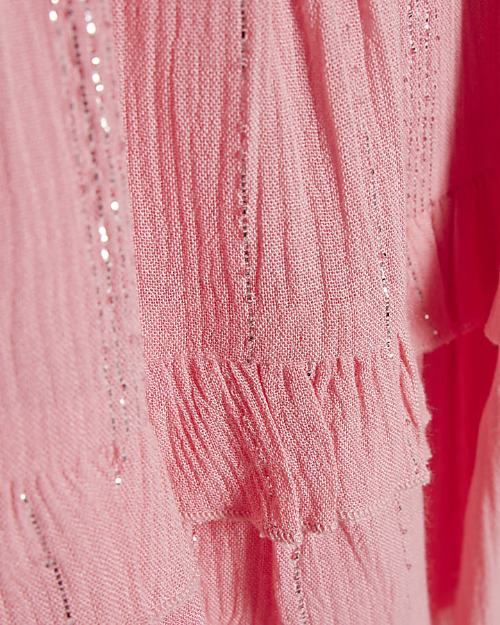 Mini Girls Pink Tiered Dress