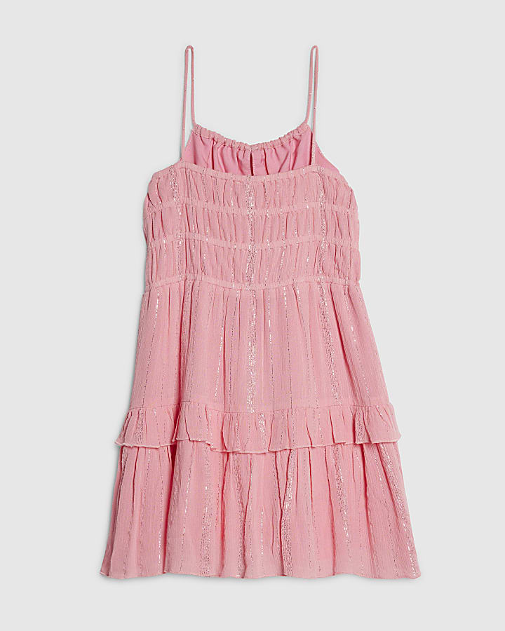 Mini Girls Pink Tiered Dress