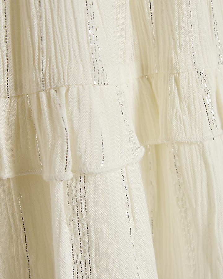 Mini Girls Cream Tiered Dress
