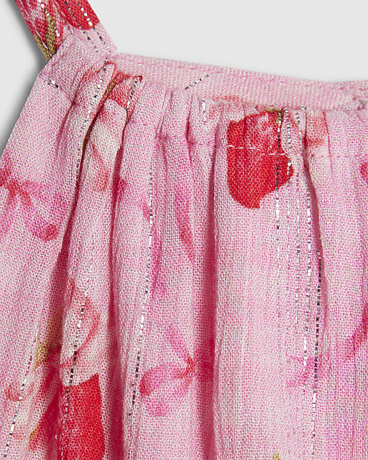 Mini Girls Pink Strawberry Gingham Dress