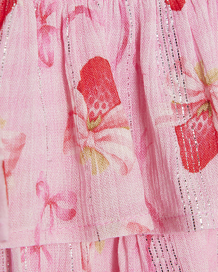 Mini Girls Pink Strawberry Gingham Dress