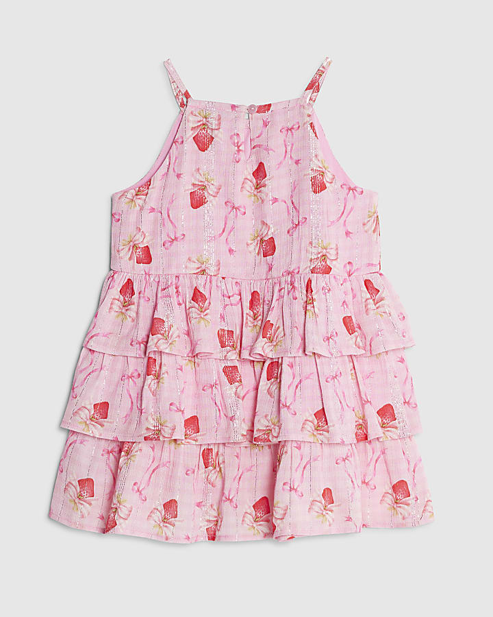Mini Girls Pink Strawberry Gingham Dress