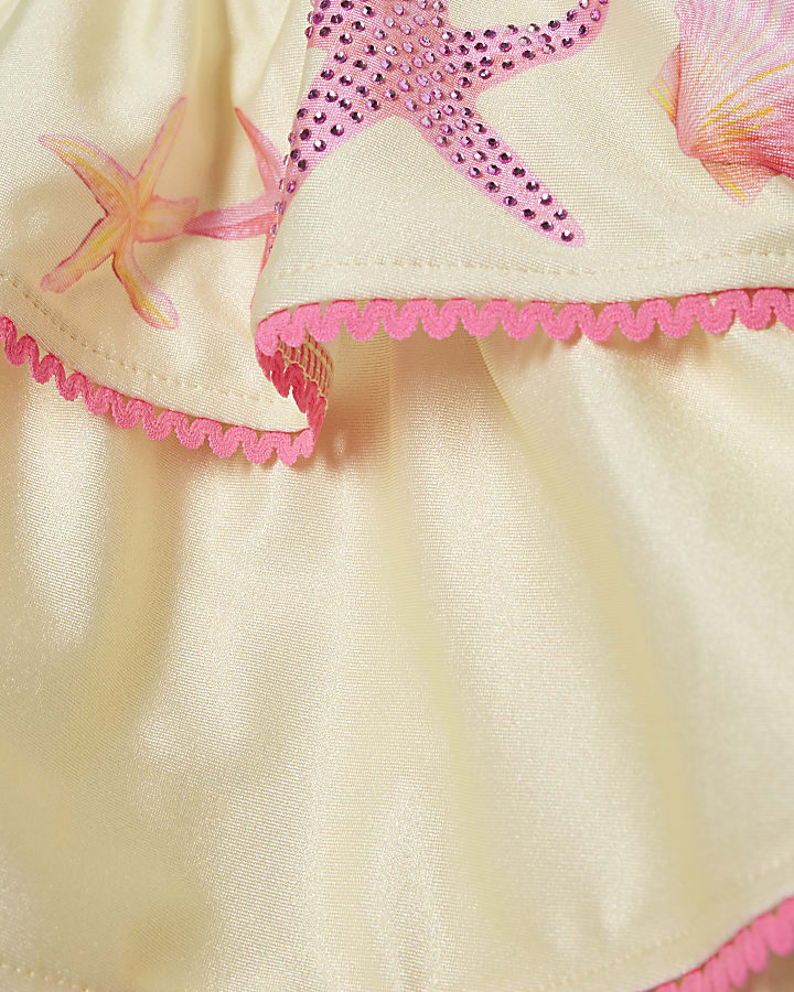 Girls Yellow Hanky Hem Bikini Skirt Set