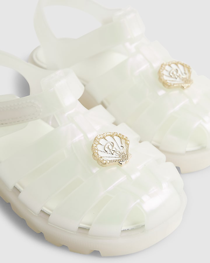 Mini Girls Cream Pearl Starfish Jelly Sandals