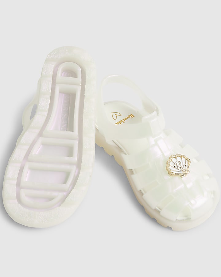 Mini Girls Cream Pearl Starfish Jelly Sandals