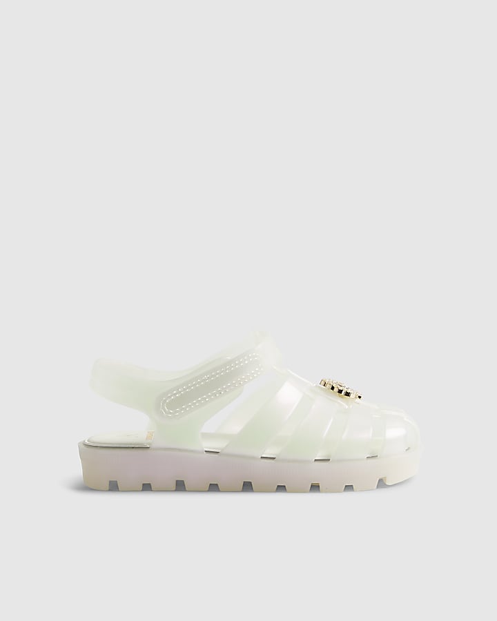 Mini Girls Cream Pearl Starfish Jelly Sandals
