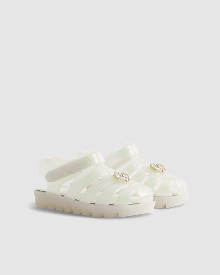 Mini Girls Cream Pearl Starfish Jelly Sandals