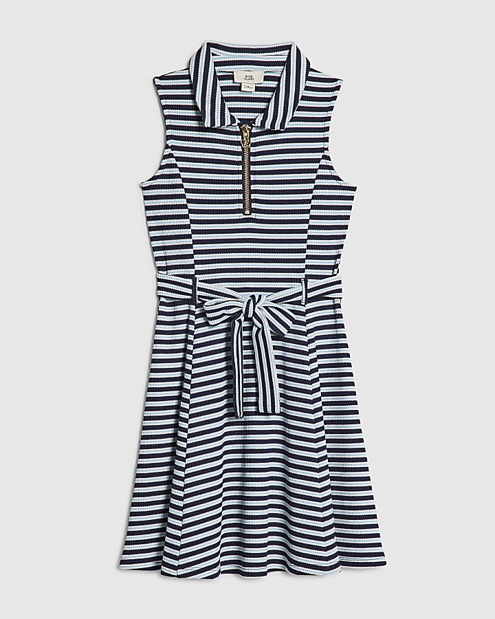 Girls Blue Stripe Dress