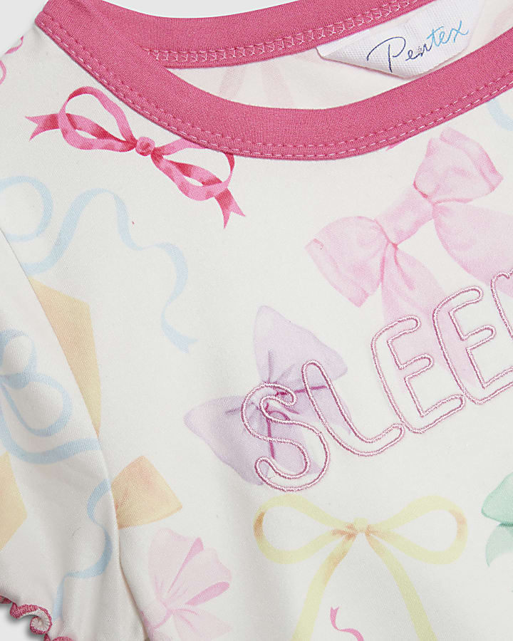 Girls Cream Bow Pyjamas Set