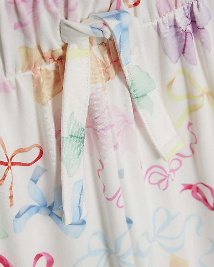 Girls Cream Bow Pyjamas Set