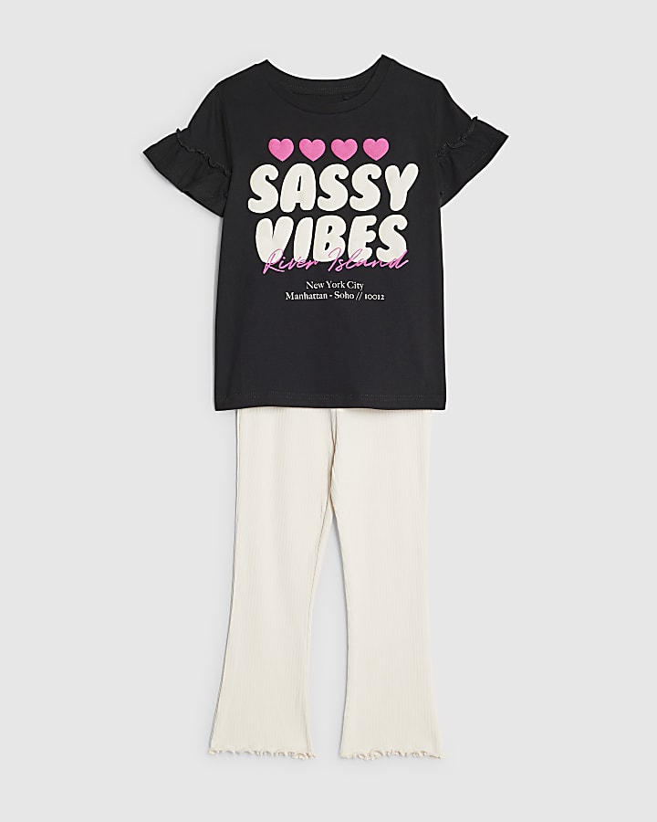 Mini Girls Black Sassy Vibes T-Shirt Set