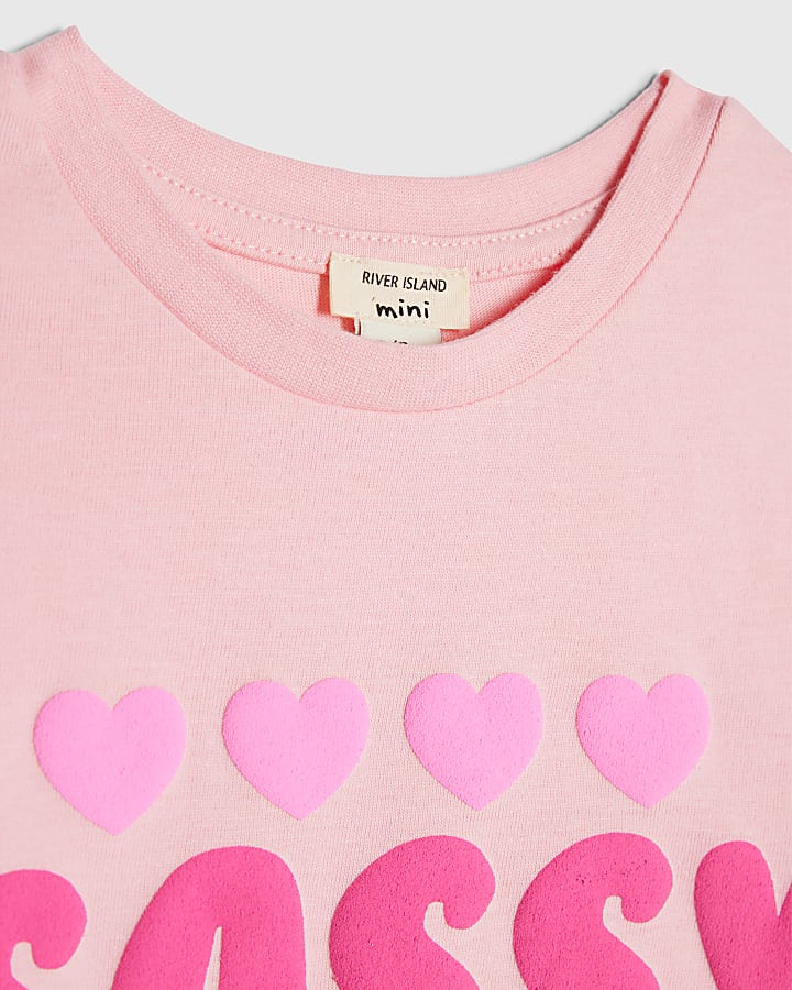 Mini Girls Pink Sassy Vibes T-Shirt Set
