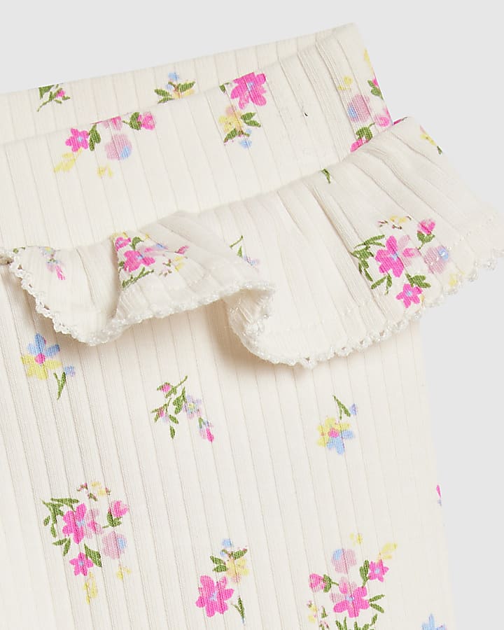 Baby Girl Cream Ditsy Bear Sweatshirt Set