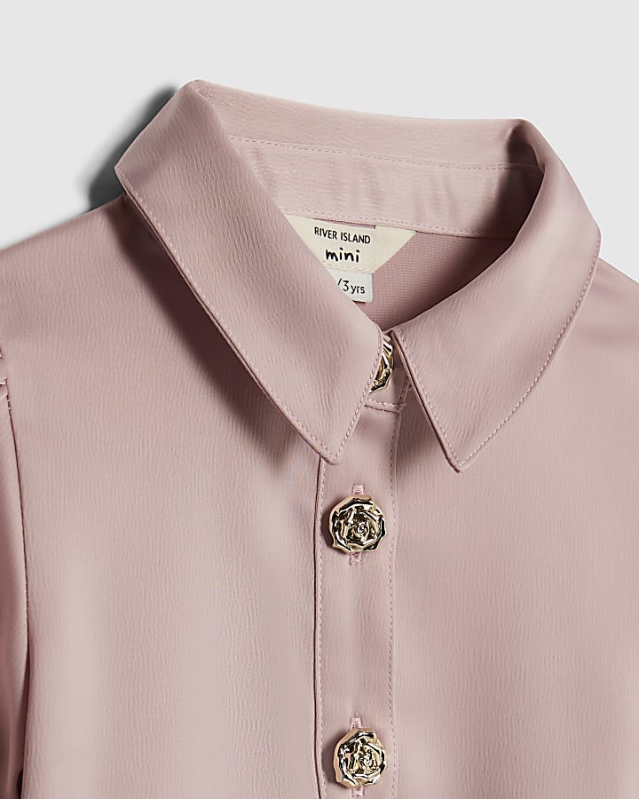 Mini Girls Pink Satin Prom Dress