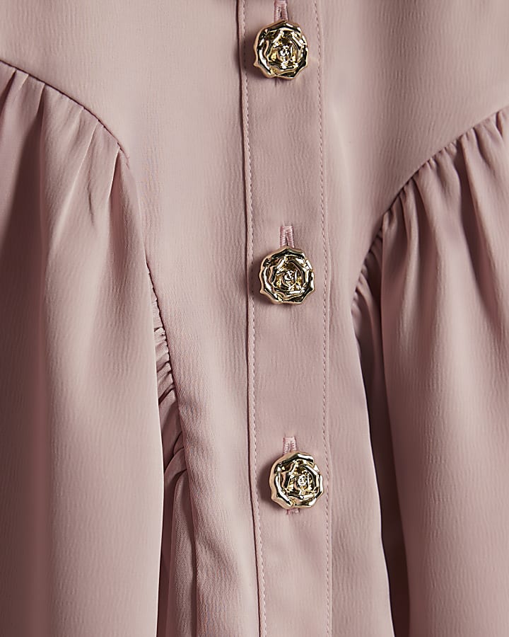 Mini Girls Pink Satin Prom Dress