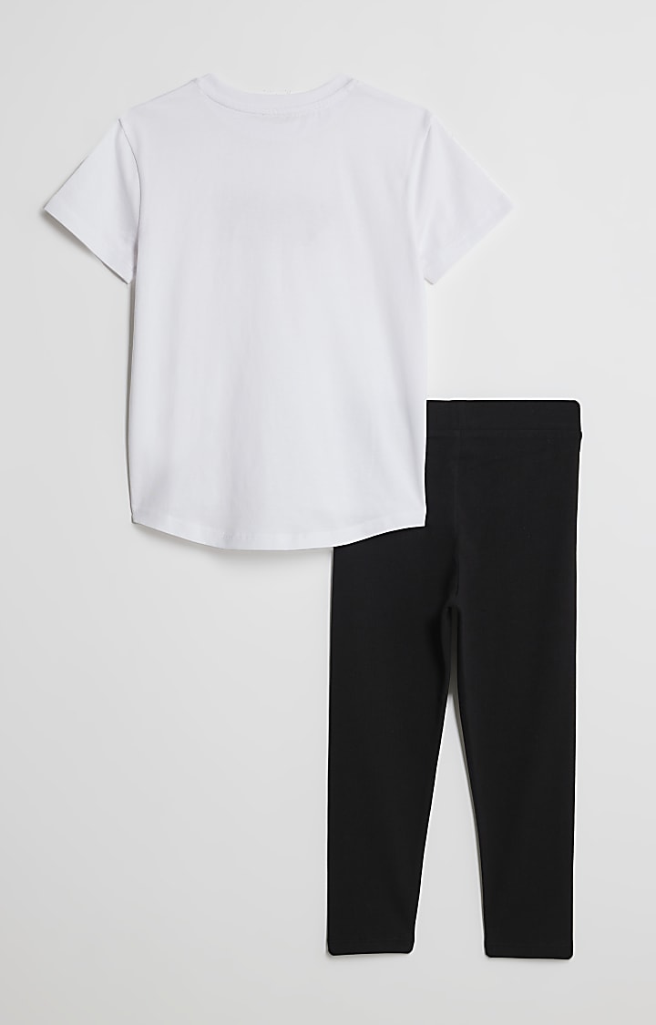 Mini Girls White Trio Heart T-Shirt Set