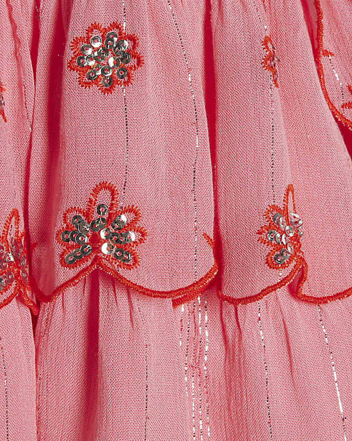 Mini Girls Pink Scalloped Beach Dress