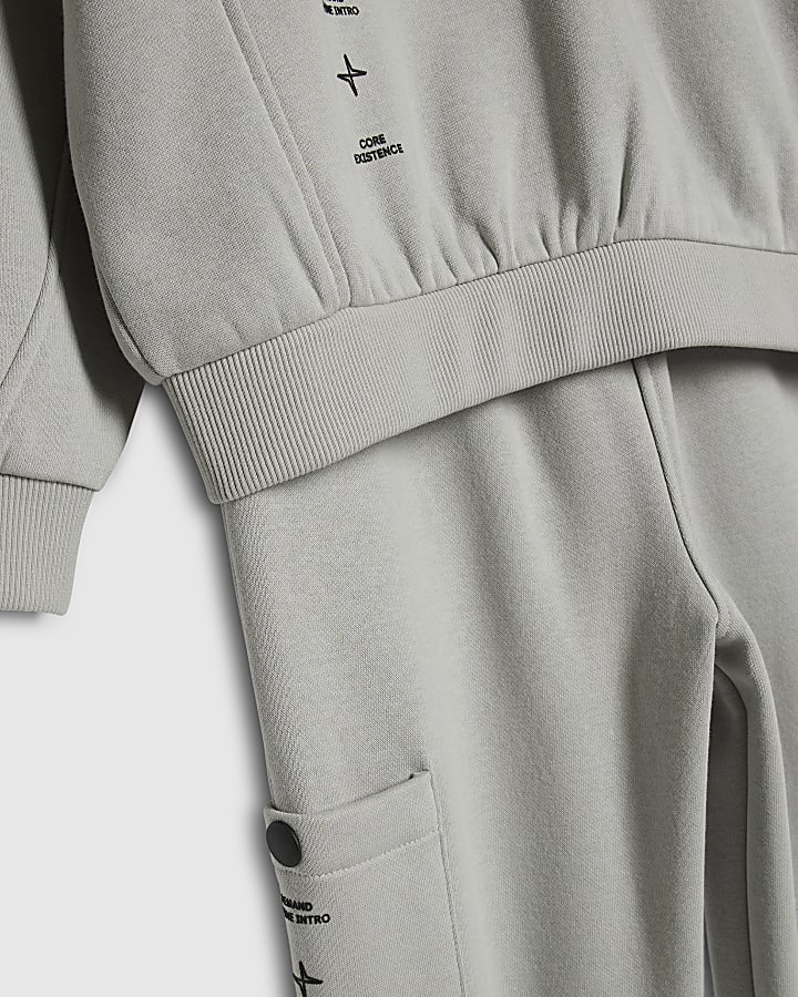 Boys Green Funnel Badge Sweatshirt Set