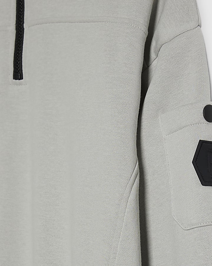 Boys Green Funnel Badge Sweatshirt Set