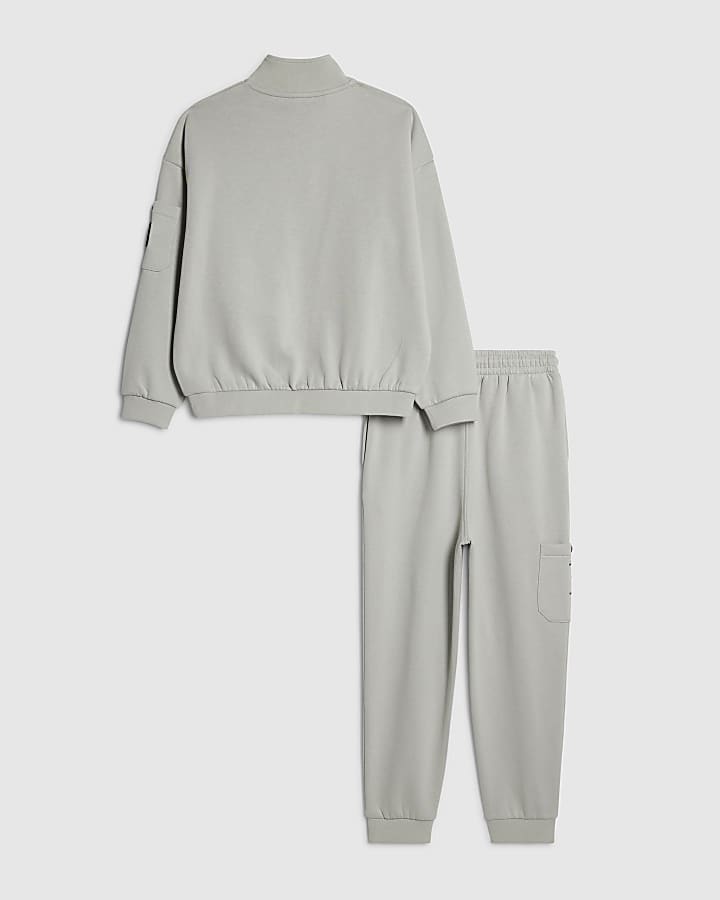 Boys Green Funnel Badge Sweatshirt Set