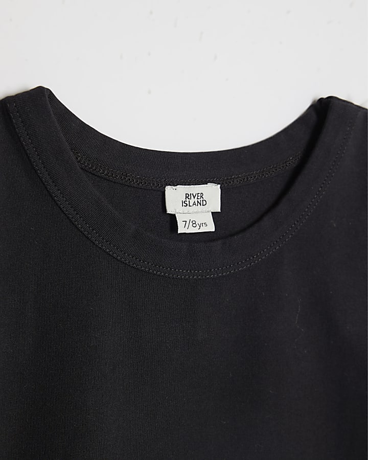 Girls Black Metallic Waistband T-Shirt