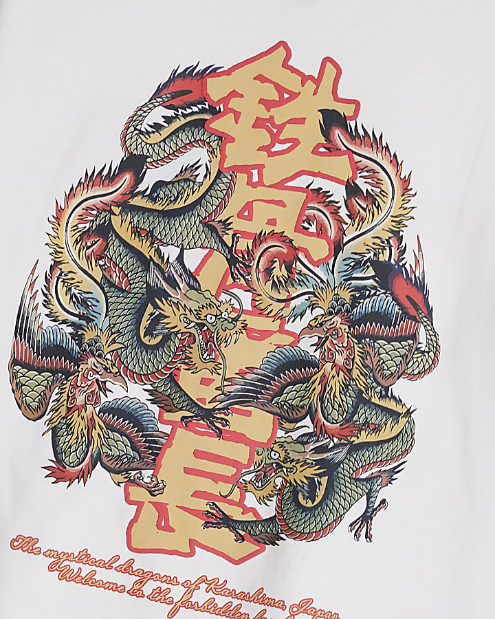 Boys White Japanese Dragon T-Shirt