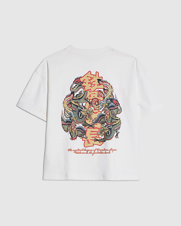 Boys White Japanese Dragon T-Shirt