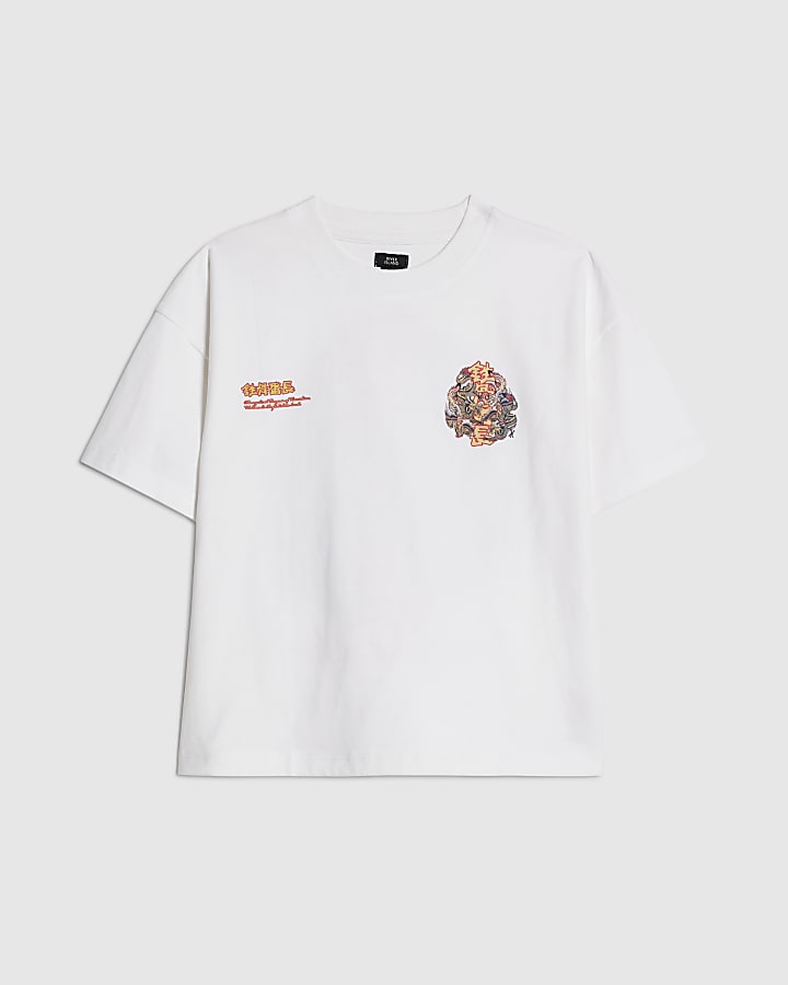 Boys White Japanese Dragon T-Shirt