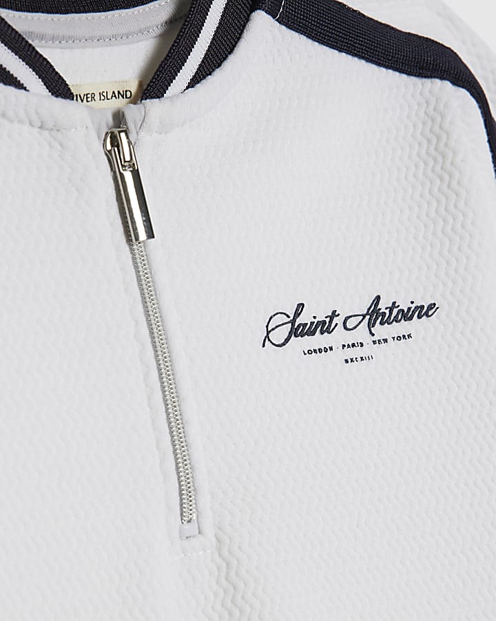 Mini Boys White Baseball Polo Shirt Set