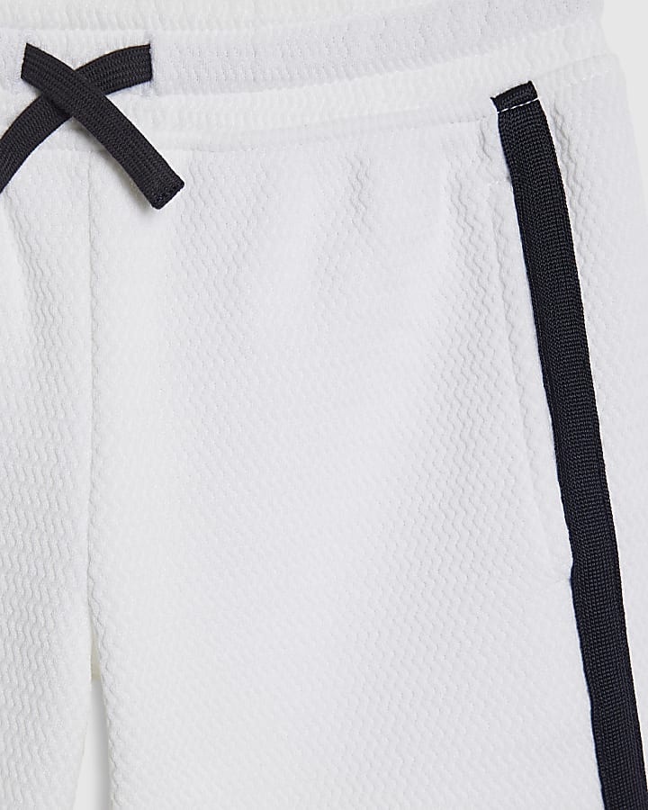 Mini Boys White Baseball Polo Shirt Set