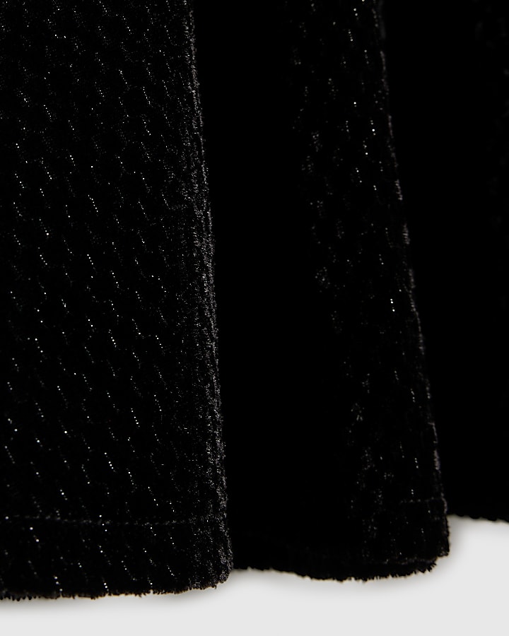 Mini Girls Black Velvet Bow Dress
