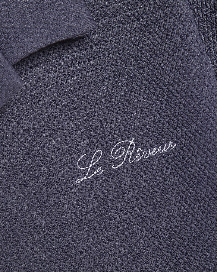 Boys Blue Textured Shirt Set